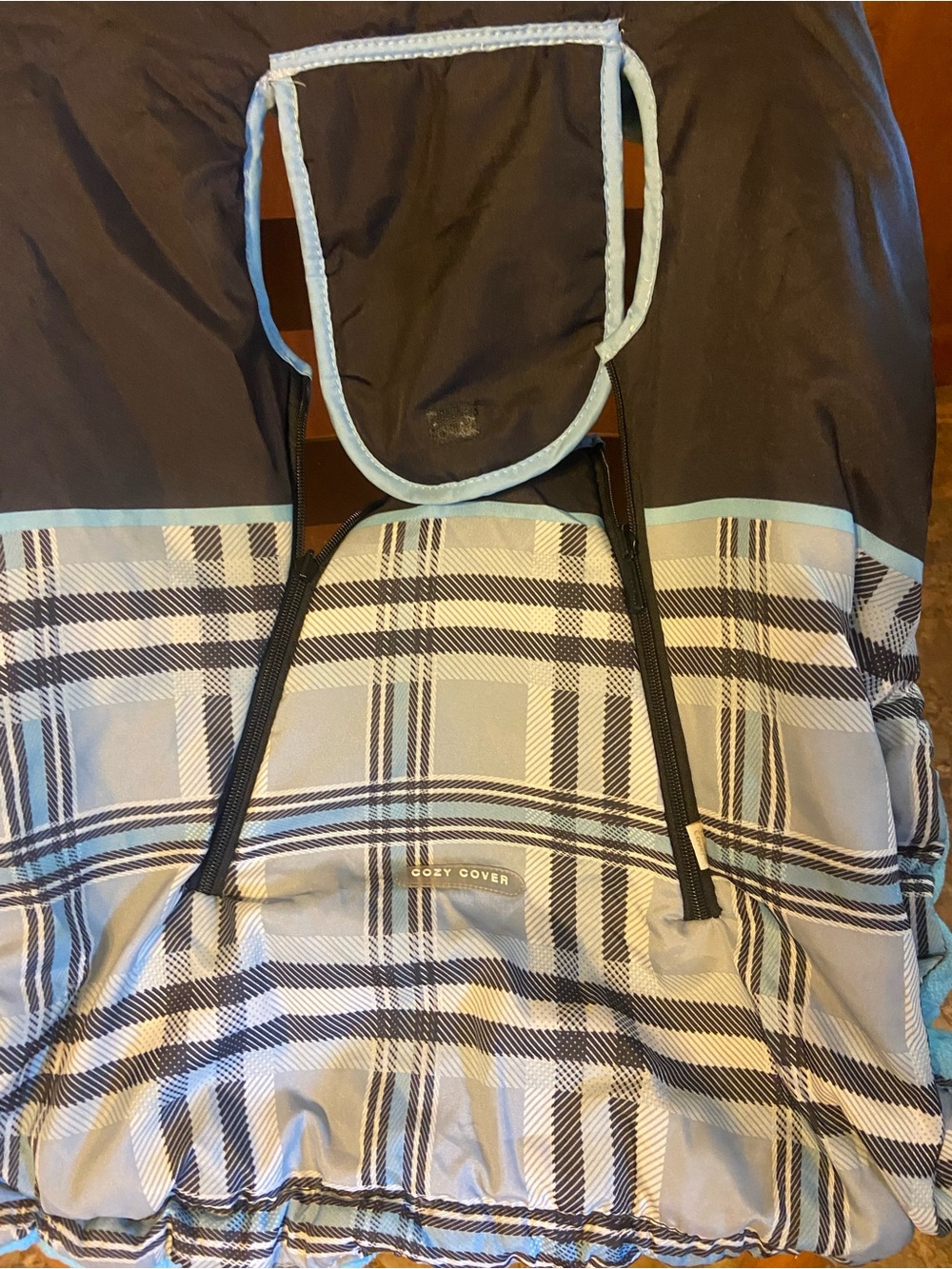 Cozy Cover Plaid Car Seat Cover in Light Blue and Black